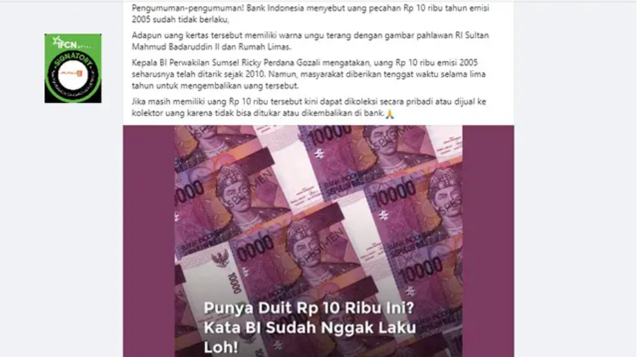 cek fakta klaim uang tidak berlaku