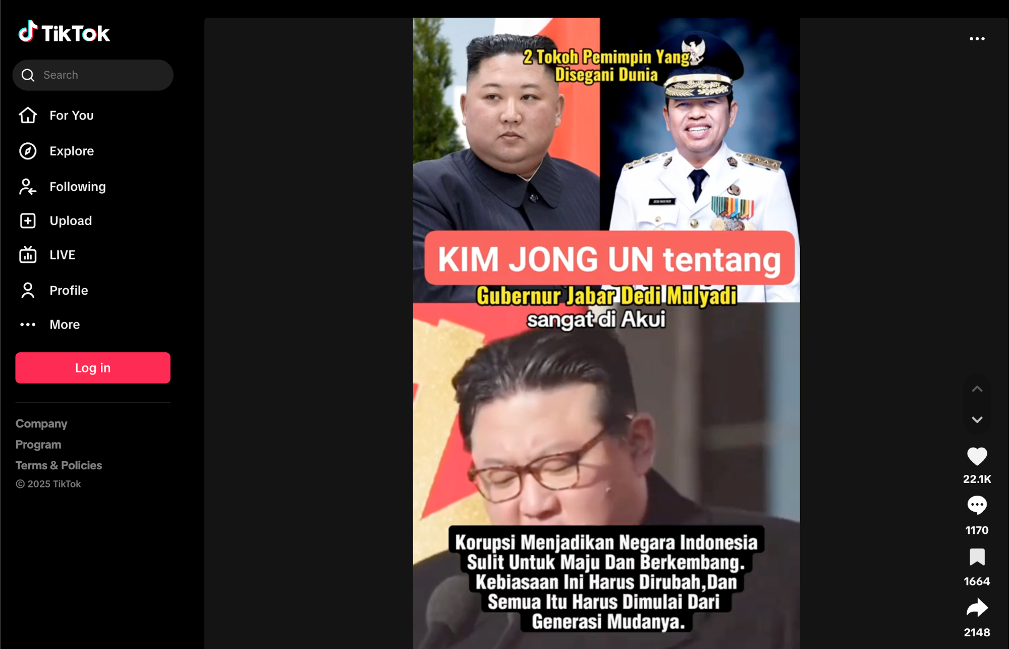 Viral di Tiktok video yang menampilkan Pemimpin Tertinggi Korea Utara, Kim Jong Un mendukung kebijakan Gubernur Jawa Barat Dedi Mulyadi